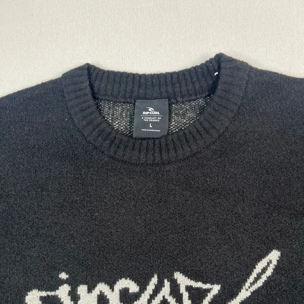 Rip Curl Mens Medina‎ Script Crew Sweater Black Long Sleeve Logo 00JMKN New L